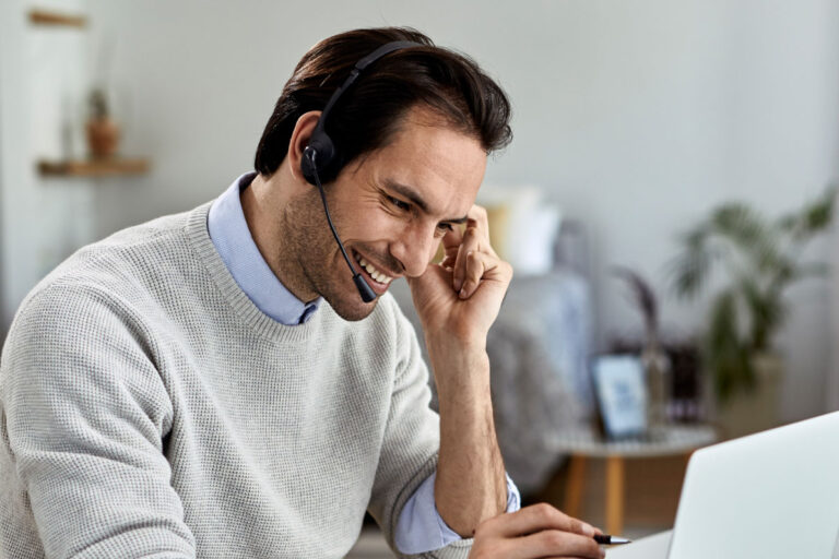 A Man is working as a call center